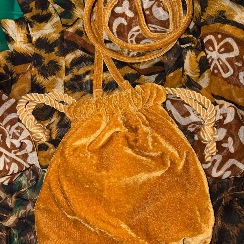 Yellow Mini Bag with Plush Velvet Texture